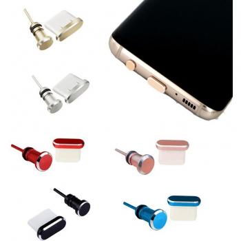 Tapones de Carga de Metal Tipo C, 2 uds., Tapones Antipolvo para Teléfono Móvil