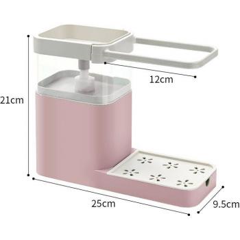 Support de cuisine 3 en 1 avec distributeur de savon, porte-éponge et porte-torchon XH8Z