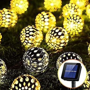 Marokkanische Außenlichterkette, 7m, 50 LEDs, solarbetrieben, 8 Modi, wasserdicht, für Weihnachtsdekoration