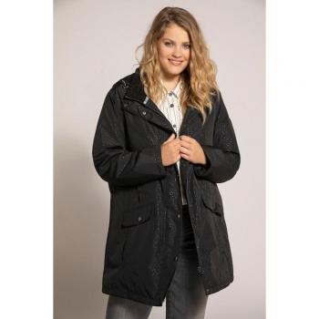 Plus Size Glitter Waterproof Jacket with Fleece Scarf, Women's Black, Size 24/26, Polyester