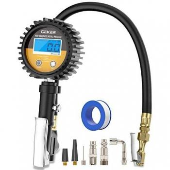GEKER Digitales Reifenfüllgerät 255 PSI – LCD-Reifendruckmesser Schwarz
