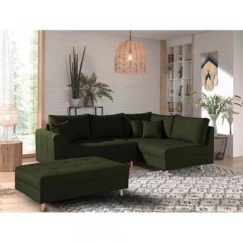 LISA DESIGN Rune – 4-Sitzer Ecksofa – Hocker inklusive – Rechts – Skandinavisch – Grün