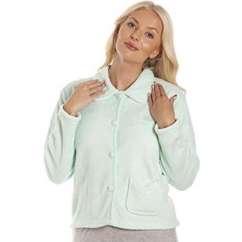 Herbal Mint Fleece Nightcoat, Floral Pattern