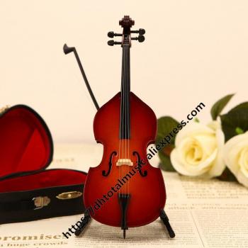 Doble Contrabajo en Miniatura con Soporte y Estuche Musical