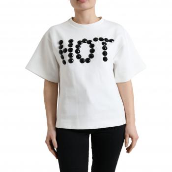 D&G White Crystal Motif T-Shirt, 2XS