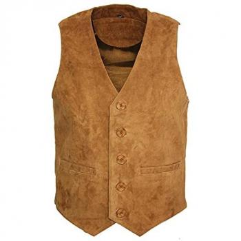 Tan Goat Suede Leather Waistcoat for Men