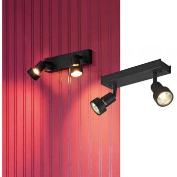 PURI 2 plafonnier noir mat 2x50W GU10 avec anneau déco