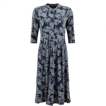 Robe crêpe imprimée bleu Hellen Weird Fish