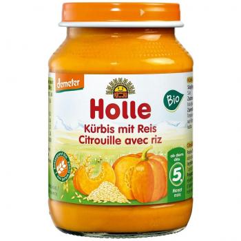 Comida para bebés Calabaza y Arroz 5M Bio 190g Holle