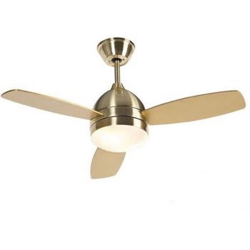 Qazqa Moderne Ventilateur de Plafond en Laiton Tâlé – Rotation Bois / Acier / Plastique, Lumière Intérieure, Éclairage Salon/Cuisine E27 10 W
