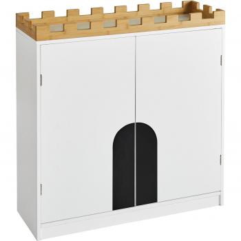 Armoire à jouets pour chambre d’enfant – 2 portes effet bois blanc