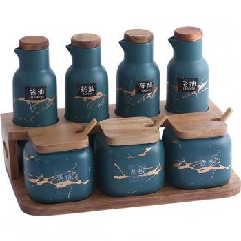 Caja de aceite, vinagre y sal con diseño cerámico