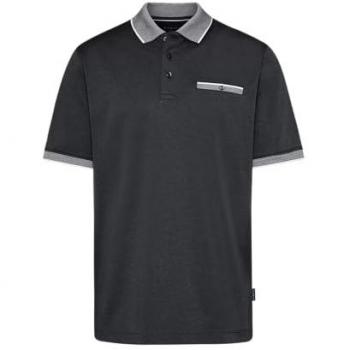 BUGATTI Herren Poloshirt XL, dunkelgrau, Akzente an Kragen und Brusttasche