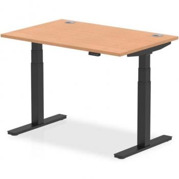 Air 1600 x 800mm Height Adjustable Desk Oak Top Black Leg