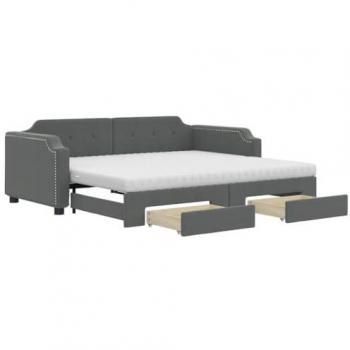 Lit de jour en tissu gris foncé avec gigogne 90x200 cm