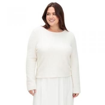 Sheego Oversized Rundhalsausschnitt Pullover – Off-White, 44/46