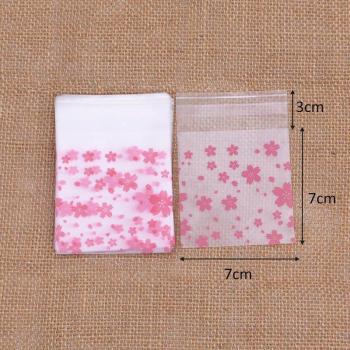 100 Pack Cherry Blossom Self-Adhesive Bags for Party and Baking