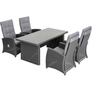 KONIFERA Garten-Essgruppe »Paris Gartenzauber«, (Set, 13-tlg., 4 Sessel, Rückenlehne verstellbar, Tisch 90x180x75 cm), inkl. Auflagen, Aluminium/Polyrattan