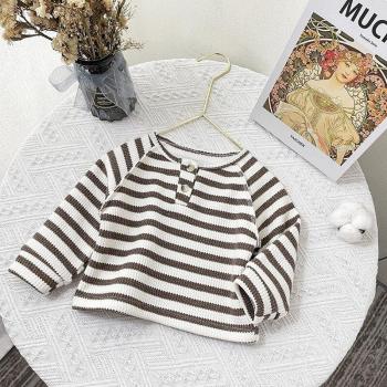 Cute Stripe Long Sleeve Sweatshirts for Baby Boys and Girls 0-3T