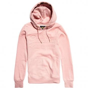 Sudadera Rosa Superdry V Logo Pastel Deboss Entry HOO para Mujer