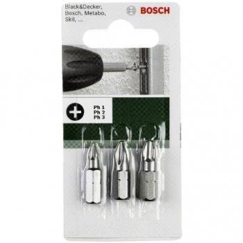 Set de 3 embouts cruciformes Bosch PH 1, PH 2, PH 3 C 6.3