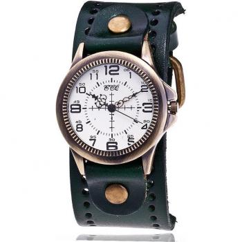 CCQ Klassische Kuhleder Armbanduhr für Männer und Frauen mit elegantem Design
