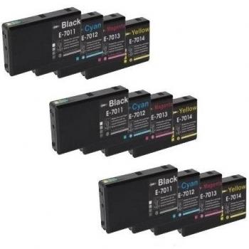 Cartridge Bundle Epson T7011‑T7014 – 12 unidades en colores