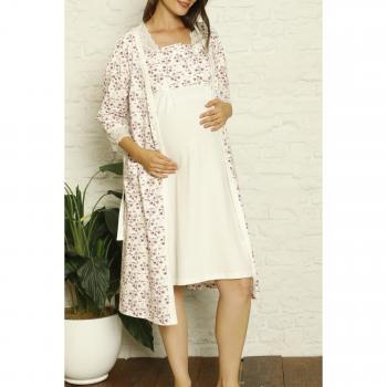 Robe de nuit double face en tissu coton‑lycra