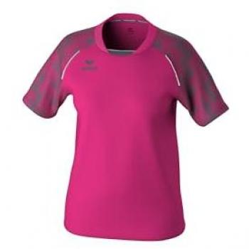 Erima Women's Evo Star Short Sleeve T-Shirt Pink Glo/Slate Grey Size 34