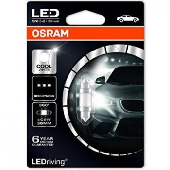 OSRAM LED-C5W 36mm, Innenbeleuchtung, 6498CW-01B, Cool White, 12V PKW, Einzelblister