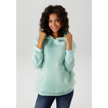 Aniston Casual Smiley Sweatshirt – Langer Ärmel, Rippbündchen, Po‑Bedeckend – Mint/Orange