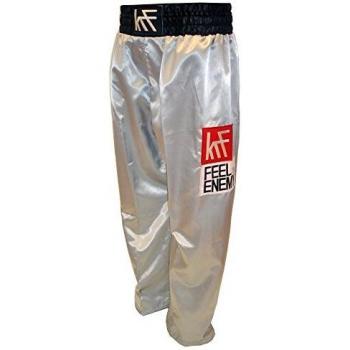 KRF Pantalones de Boxeo Kick Box Plata para Hombre