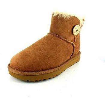 UGG para mujer. Botines de piel Mini Baley Button II camel UGG