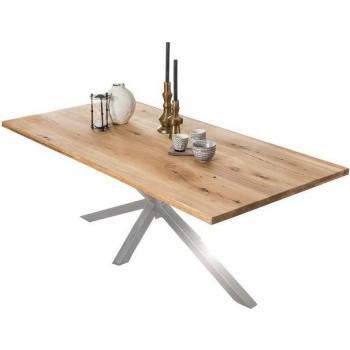 Esszimmer‑Tisch “Dynamic24” – Wildeiche Natur, 240 × 100 cm, Metallbasis