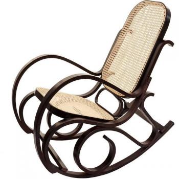 Rattan Schaukelstuhl M41 in Walnuss-Optik