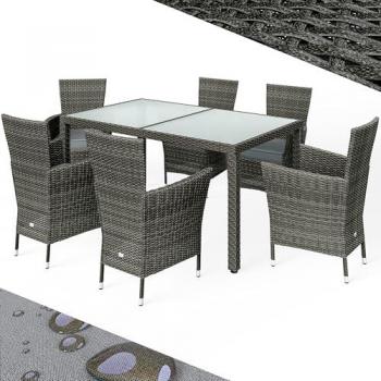 Set di mobili da giardino 7 pezzi polyrattan grigio/antracite