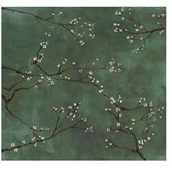 Papier peint intissé cerisiers japonais botanique vert 300x280cm
