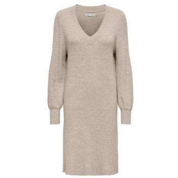 Vestito Katia Midi in Maglia Collo a V Beige XL