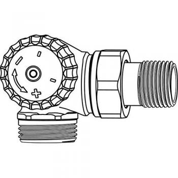 Heimeier V‑exact II Body Thermostat Valve 3733‑02.000 R 2000 / 2×G ¾ AG, Angle de coin, bronze nickeled, left side