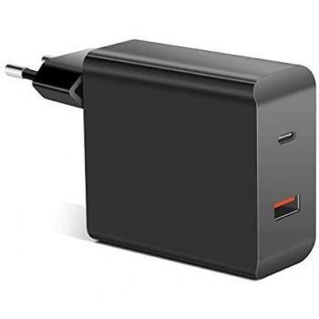 CoreParts USB-C Netzadapter (USB-C PORT UND USB-A PORT MIT QC3.0) (45 W, Schnellladung), USB Ladegerät, Schwarz