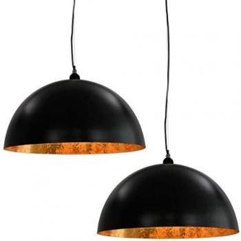 VidaXL Ceiling Lamps 2 pcs Black and Gold Semi-spherical 50 cm E27