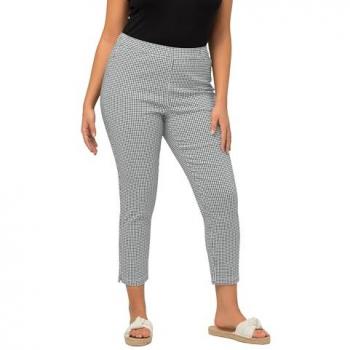 Pantaloni Sienna 7/8, bengalina, quadretto vichy, elasticizzati, Nero, Taglia: 58, Donna