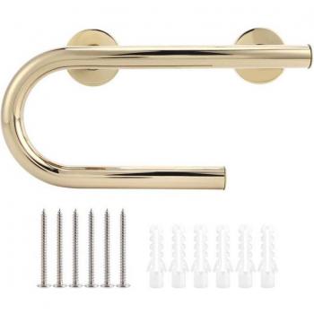 Barra antideslizante para baño 32cm, soporte de papel incluido, champán