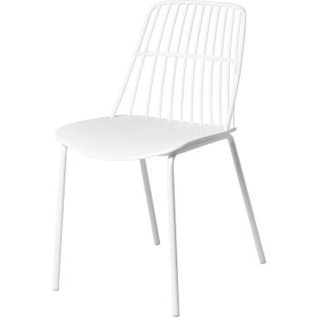 Polipropileno Bantul Asiento a Rayas con Patas de Metal Blanco