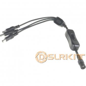 Adaptateur de câble CC 5,5x2,1 mm (1:3) Femelle → 2 Mâles + Interrupteur