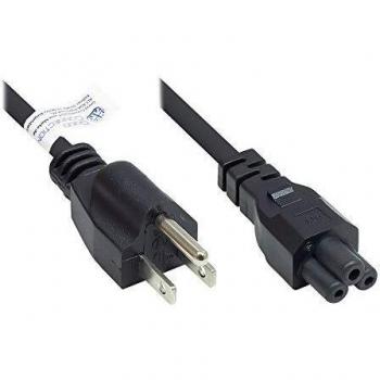 Alcasa 1.8m Black Power Cord NEMA 5-15P C5