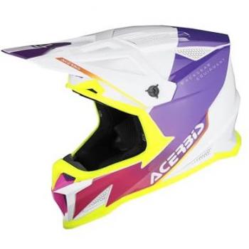 Acerbis T711 Motocross Casco Blanco con Toque Lila XS