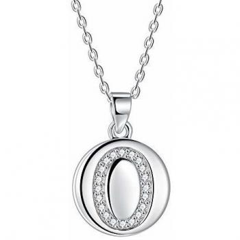 Collier Lettre Initiale O, Argent 925 avec Zircon