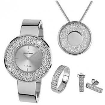 Jacques Lemans Damen-Uhren-Set 1-2062A-SET56 Silber Analog Quarz 36 mm