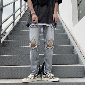 KAPMENTS Men's Kpop Patch Denim Jeans